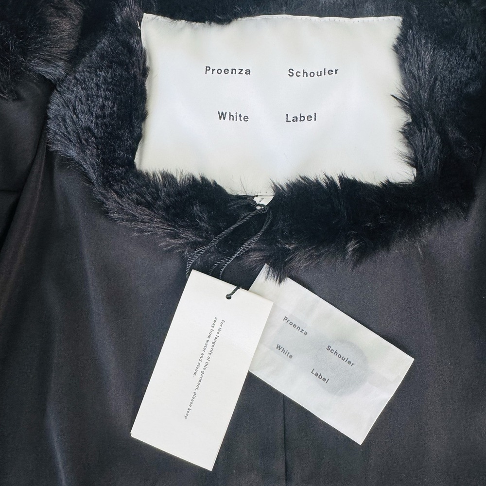 Proenza Schouler Penelope Faux Fur Coat White Label Women's Size Medium Black - Picture 3 of 9